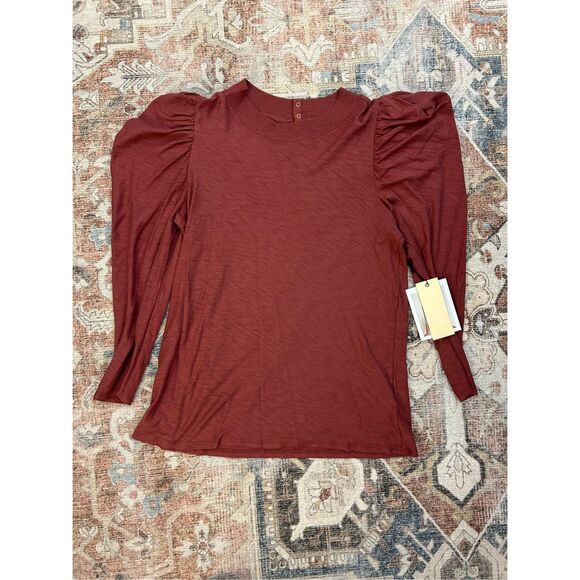Nation LTD NWT Romy Modest Tee in Red Clay Blouse, Sz Medium - Picture 2 of 12